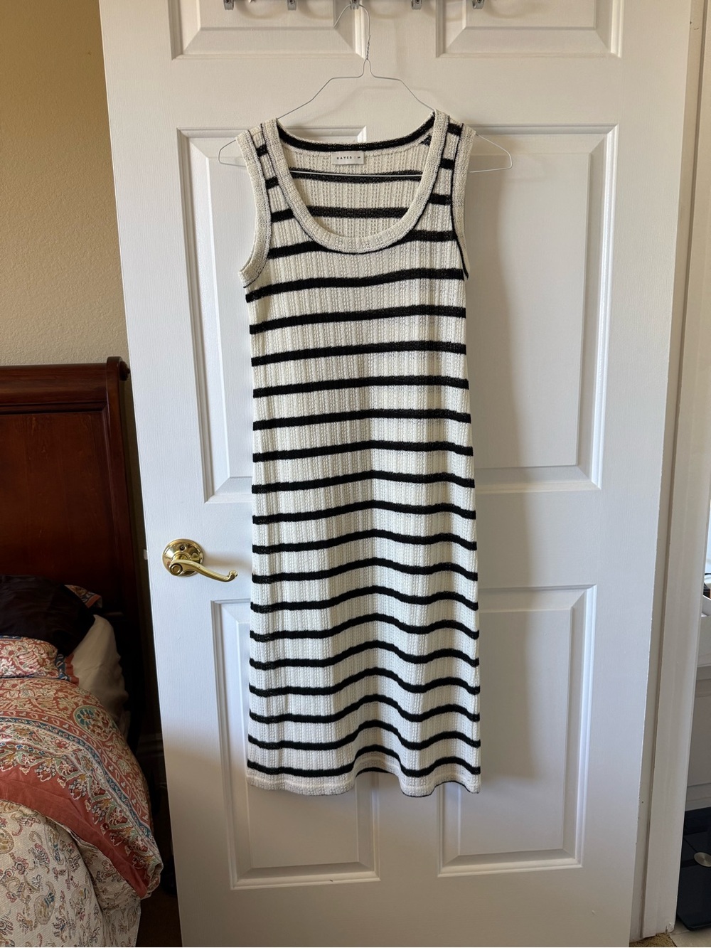 Casual Black & White Striped Tank Dress